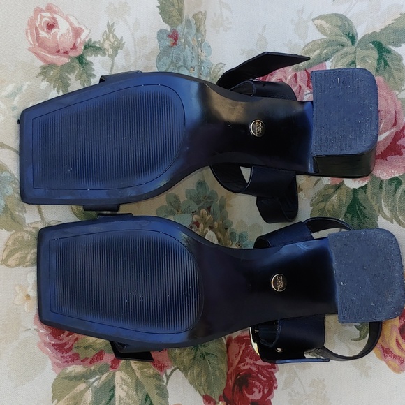 Zara Women's Black and Gold Tone Block Heel Dress Sandals Size EU 40 US 9 - Picture 10 of 17